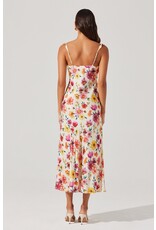 ASTR Zoie Floral Satin Ruffle Dress