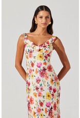 ASTR Zoie Floral Satin Ruffle Dress