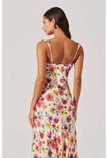 ASTR Zoie Floral Satin Ruffle Dress