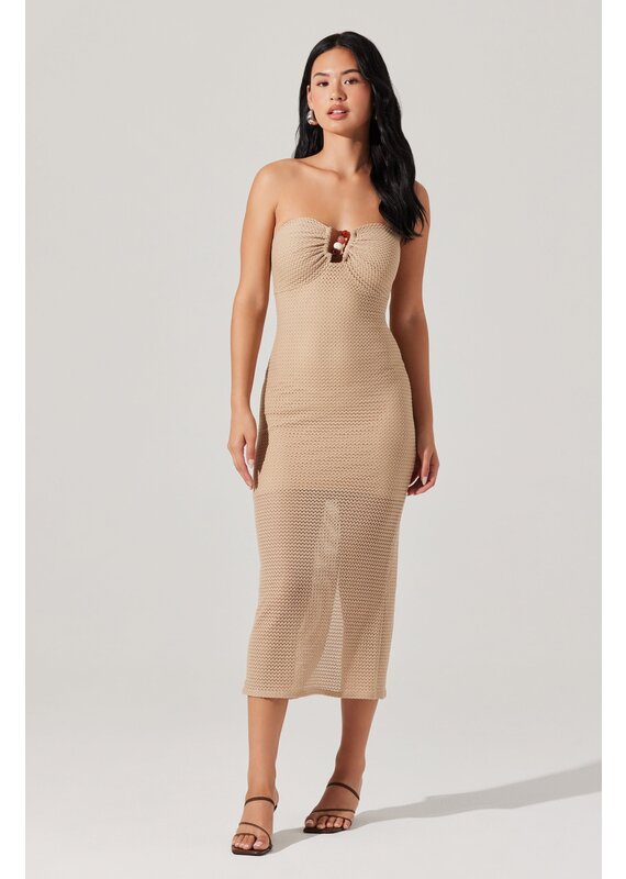 ASTR Kasandra Strapless Open Knit Dress