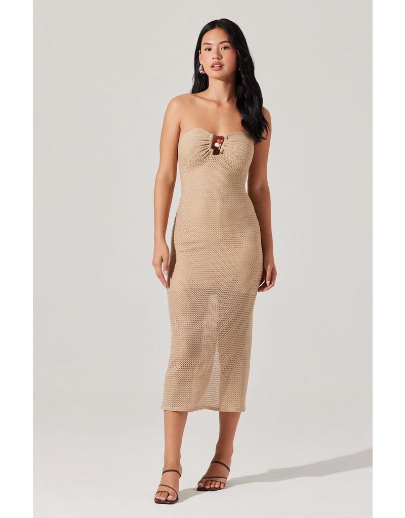 ASTR Kasandra Strapless Open Knit Dress