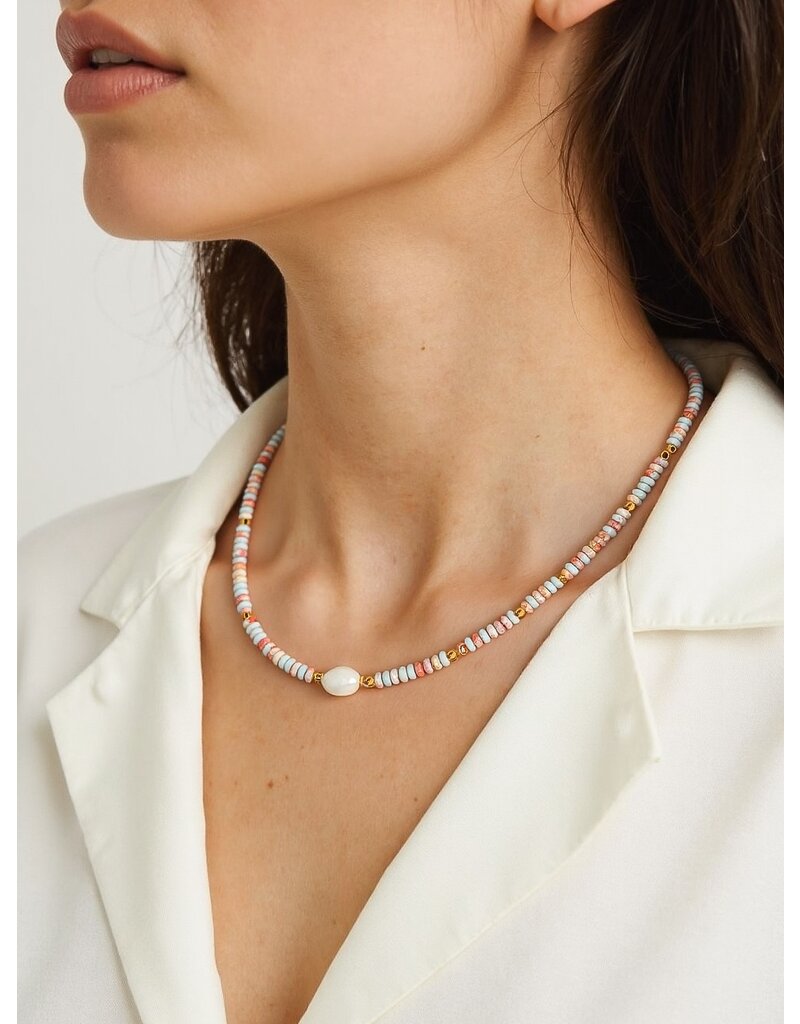 Flanerie Swank Non-Tarnish Boho Beaded Pearl Necklace
