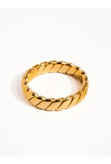 Flanerie Pierre 18K Gold Non-Tarnish Braided Stack Ring