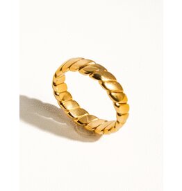 Flanerie Pierre 18K Gold Non-Tarnish Braided Stack Ring