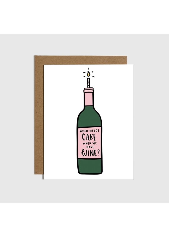 No Cake, Yes Wine Bday Card