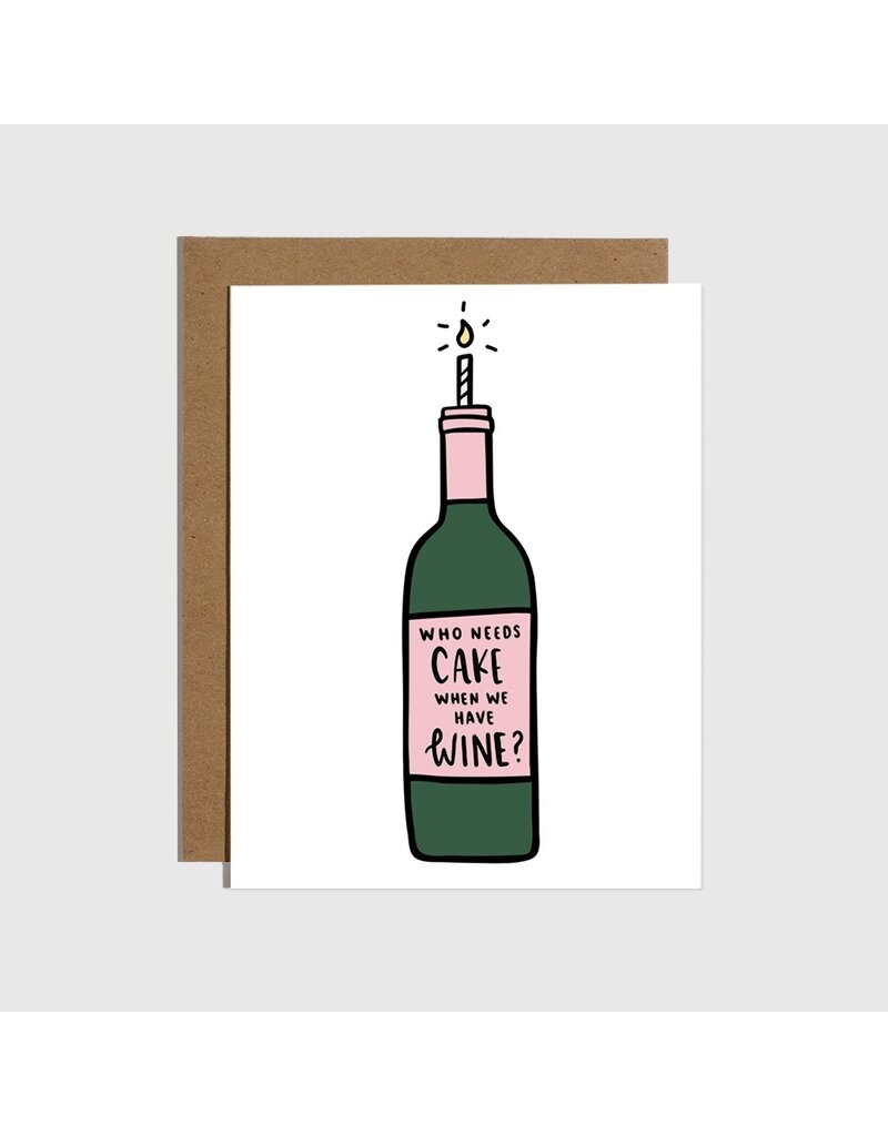 No Cake, Yes Wine Bday Card
