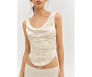 トップス CARLA Lady linen like tops Carla Jacquard Corset Top - Christina's Boutique