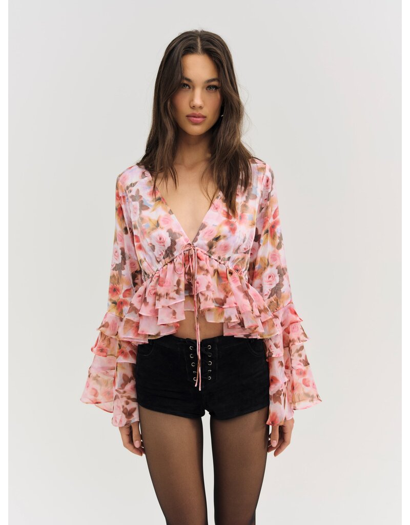 For Love & Lemons Fallen Floral Top