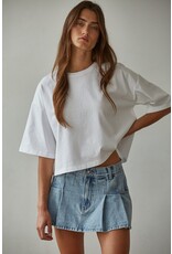 By Together Cotton Drop Shoulder Oversized Cropped Tee