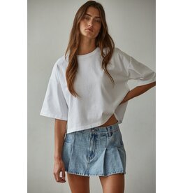 By Together Cotton Drop Shoulder Oversized Cropped Tee