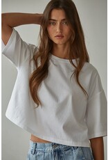 By Together Cotton Drop Shoulder Oversized Cropped Tee