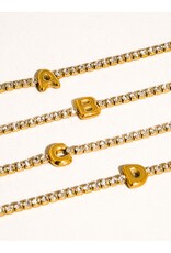 Flanerie Chaplin 18K Gold Non-Tarnish Rhinestone Letter Bracelet
