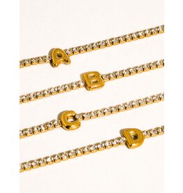 Flanerie Chaplin 18K Gold Non-Tarnish Rhinestone Letter Bracelet