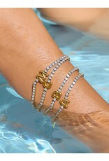Flanerie Chaplin 18K Gold Non-Tarnish Rhinestone Letter Bracelet