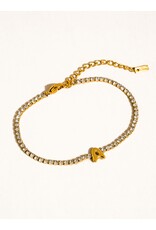 Flanerie Chaplin 18K Gold Non-Tarnish Rhinestone Letter Bracelet
