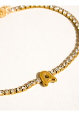 Flanerie Chaplin 18K Gold Non-Tarnish Rhinestone Letter Bracelet