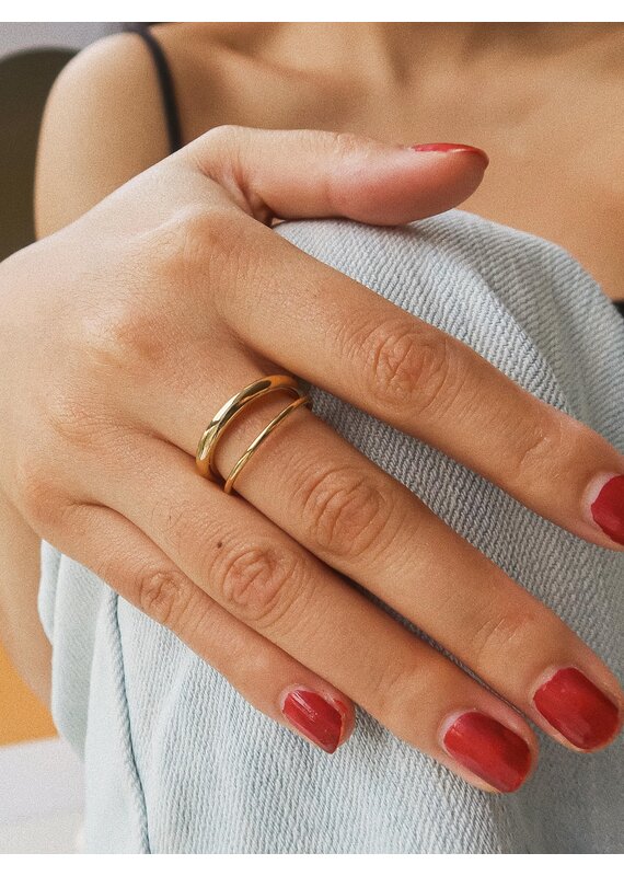 Flanerie Harvey 18K Gold Non-Tarnish Classic Ring