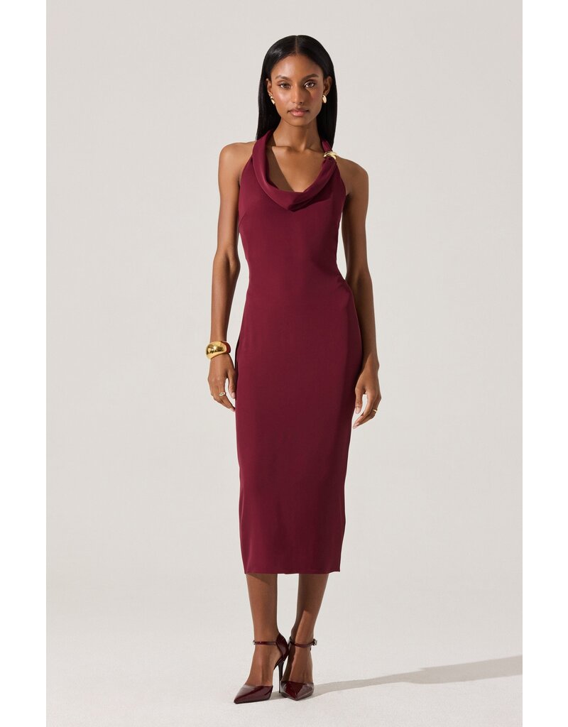 ASTR Alanna Halter Cowl Neck Dress