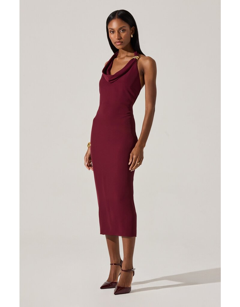 ASTR Alanna Halter Cowl Neck Dress