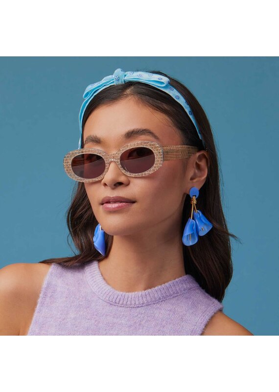 Lele Sadoughi Basketweave Oceanside Oval Sunglasses