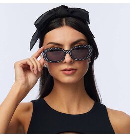 Lele Sadoughi Jet Oceanside Pearl Oval Sunglasses