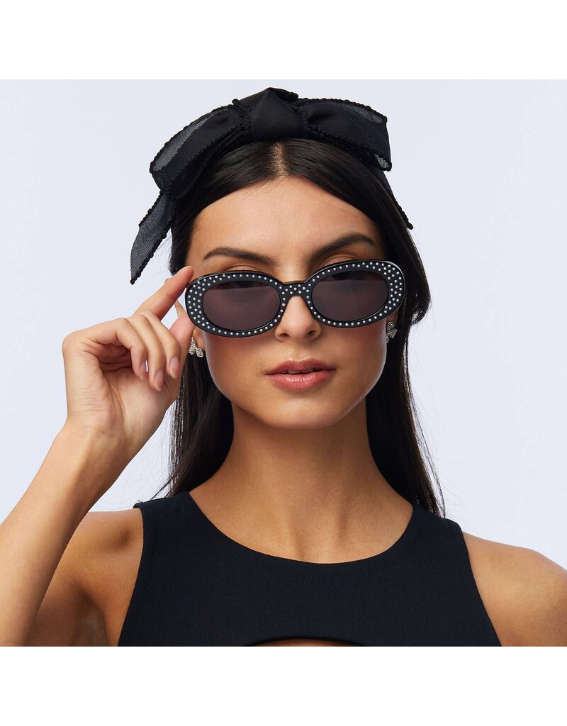 Lele Sadoughi Jet Oceanside Pearl Oval Sunglasses