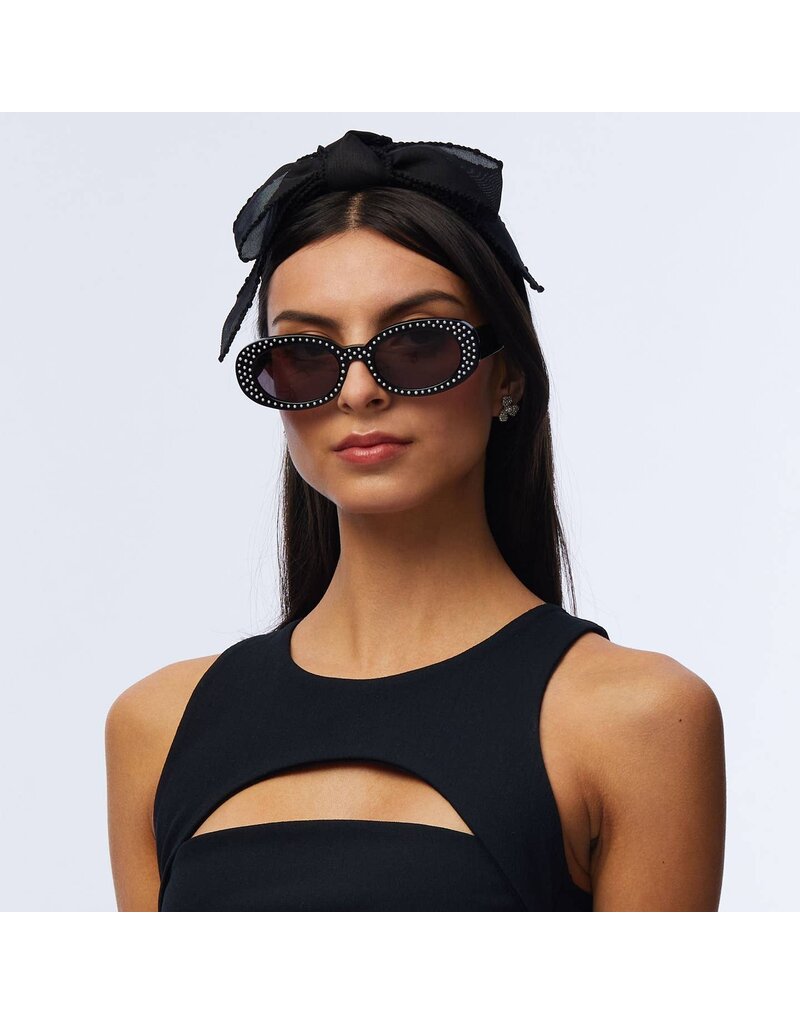 Lele Sadoughi Jet Oceanside Pearl Oval Sunglasses