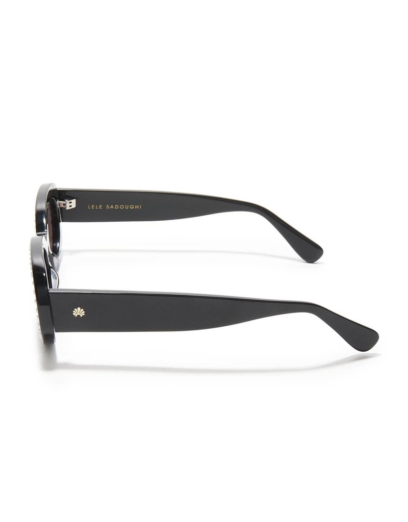 Lele Sadoughi Jet Oceanside Pearl Oval Sunglasses