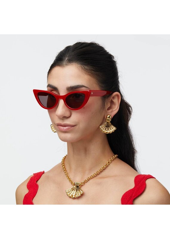Lele Sadoughi Red Mykonos Cat Eye Sunglasses