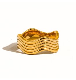 Flanerie Ivan 18K Gold Non-Tarnish Wavy Ring