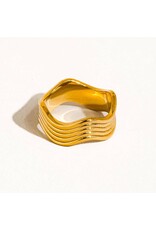 Flanerie Ivan 18K Gold Non-Tarnish Wavy Ring
