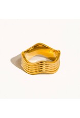 Flanerie Ivan 18K Gold Non-Tarnish Wavy Ring