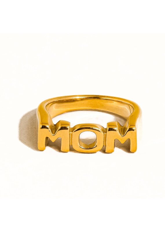 Flanerie Angel 18K Gold Non-Tarnish Mom Ring