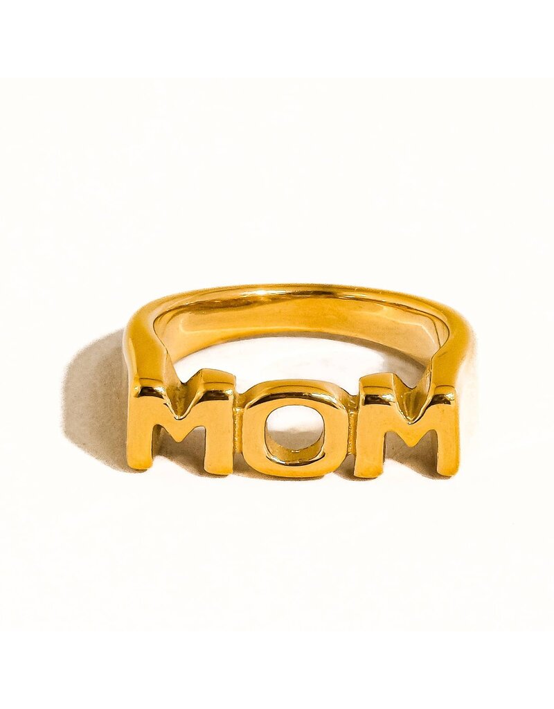 Flanerie Angel 18K Gold Non-Tarnish Mom Ring