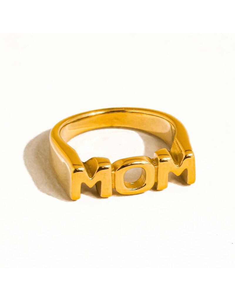 Flanerie Angel 18K Gold Non-Tarnish Mom Ring
