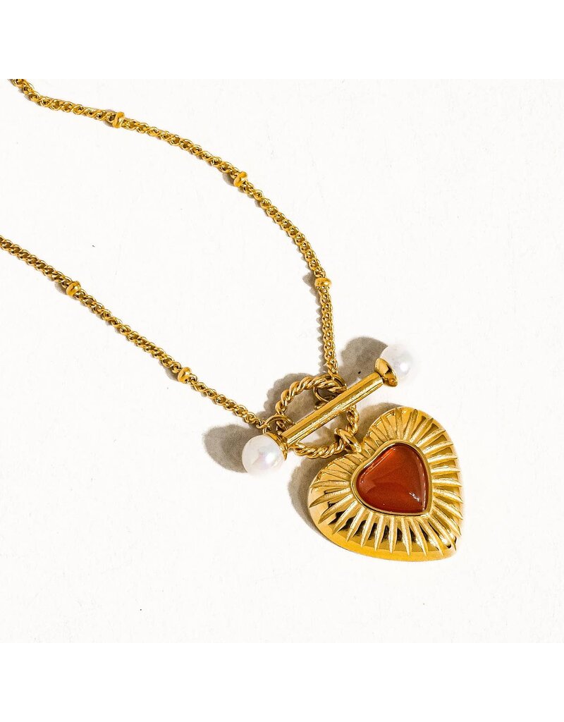 Flanerie Havana 18K Non-Tarnish Heart Chain Necklace