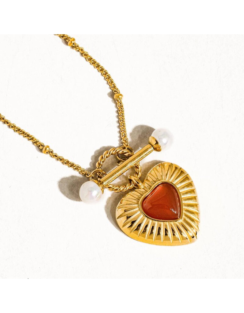 Flanerie Havana 18K Non-Tarnish Heart Chain Necklace