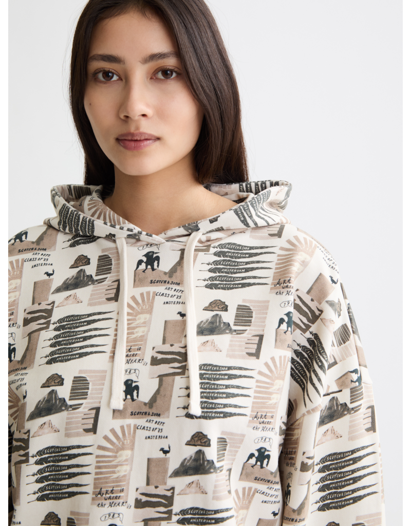 Scotch & Soda All Over Printed Oversized Fit Hoodie