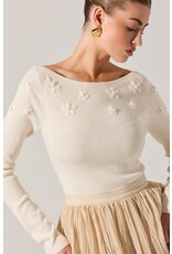 ASTR Bluma Embroidered Boatneck Sweater