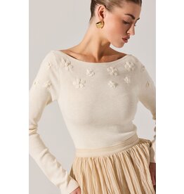 ASTR Bluma Embroidered Boatneck Sweater