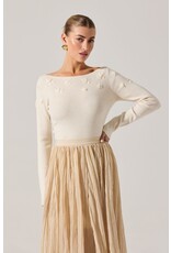 ASTR Bluma Embroidered Boatneck Sweater
