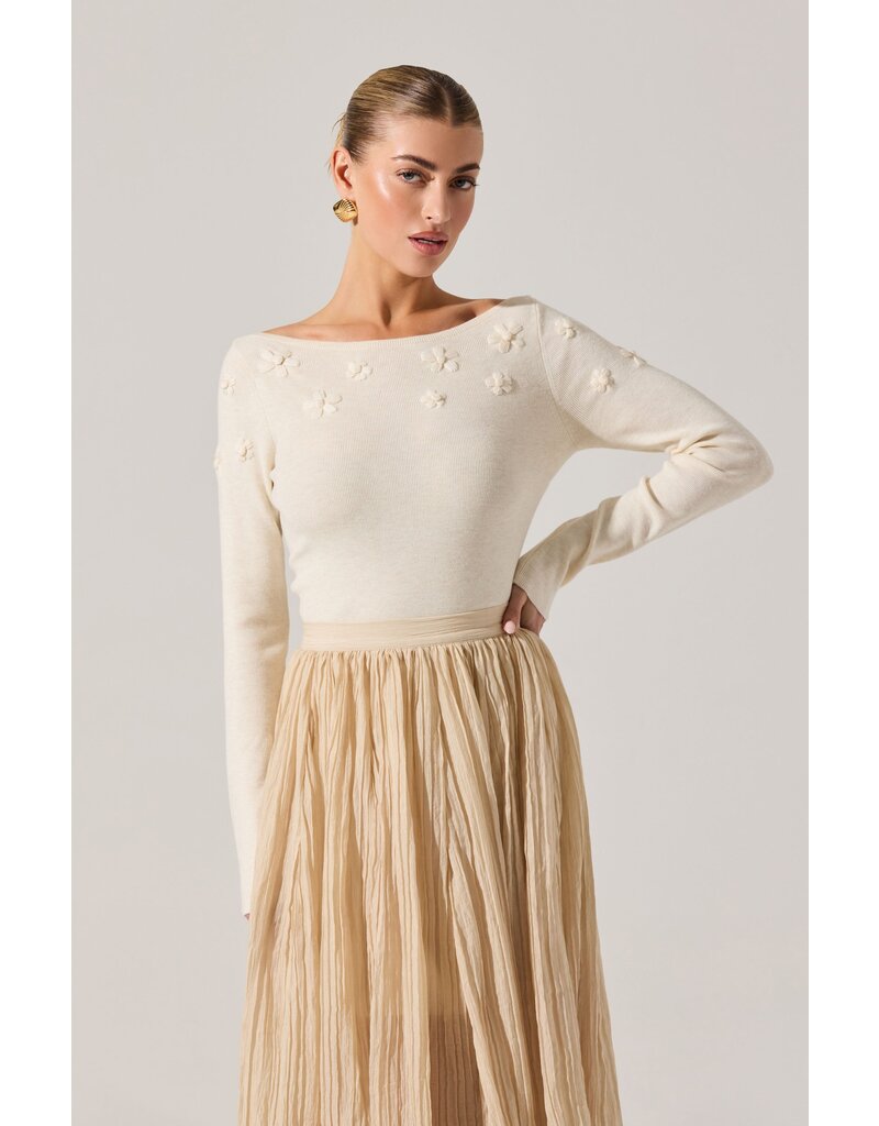 ASTR Bluma Embroidered Boatneck Sweater