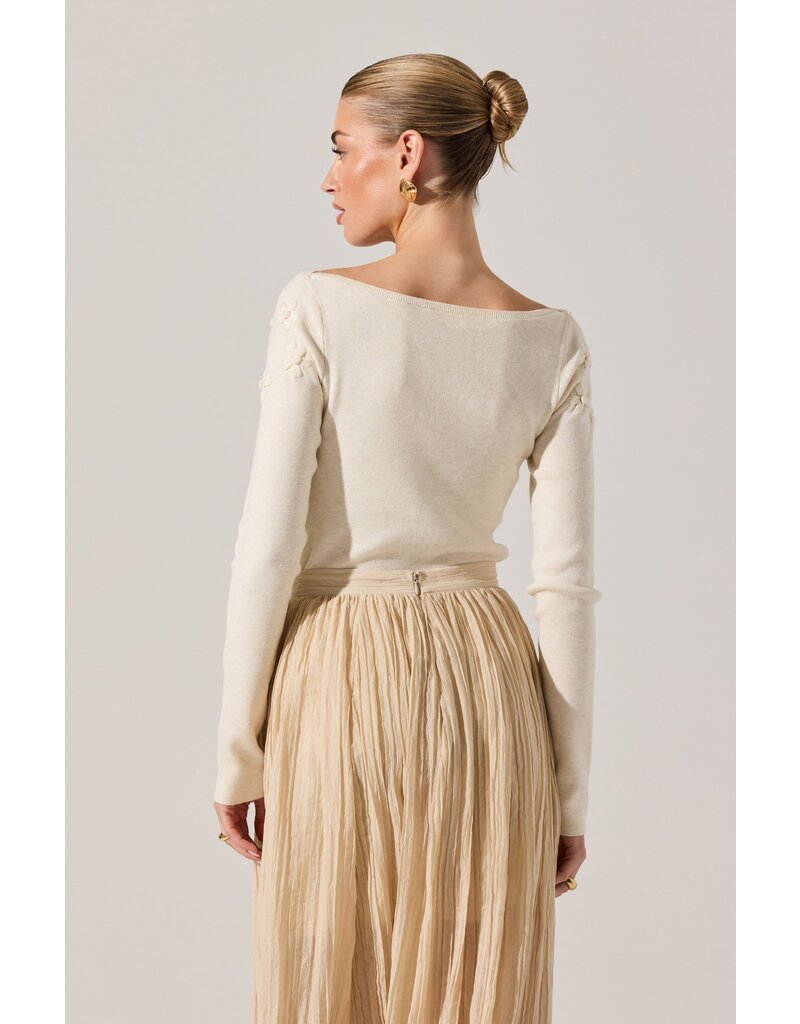 ASTR Bluma Embroidered Boatneck Sweater