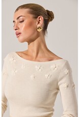 ASTR Bluma Embroidered Boatneck Sweater
