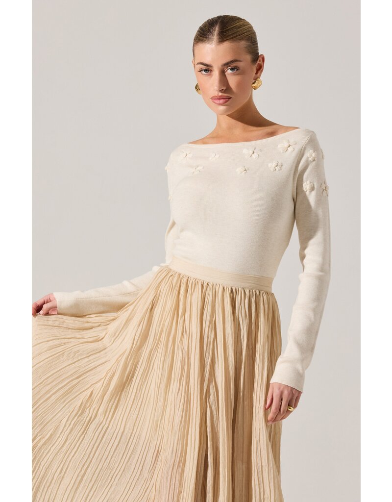 ASTR Bluma Embroidered Boatneck Sweater
