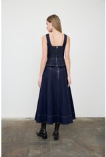 Moon River Lace-Up Detail Denim Corset Top