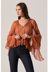 ASTR Margaery Sheer Ruffle Peplum Top