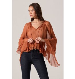 ASTR Margaery Sheer Ruffle Peplum Top