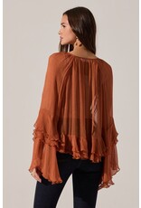 ASTR Margaery Sheer Ruffle Peplum Top