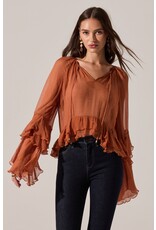 ASTR Margaery Sheer Ruffle Peplum Top